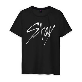 Мужская футболка хлопок с принтом Stay - Stray Kids в Тюмени, 100% хлопок | прямой крой, круглый вырез горловины, длина до линии бедер, слегка спущенное плечо. | 