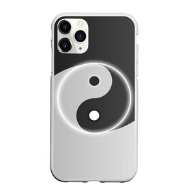 Чехол для iPhone 11 Pro Max матовый с принтом Инь - янь (с двух сторон) в Тюмени, Силикон |  | Тематика изображения на принте: black | signs | white. | ying   yang | белый | знаки | инь   янь | чёрный