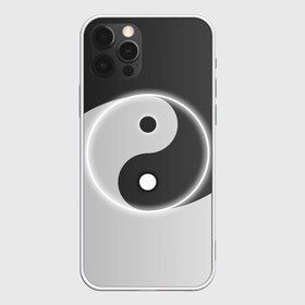 Чехол для iPhone 12 Pro Max с принтом Инь - янь (с двух сторон) в Тюмени, Силикон |  | Тематика изображения на принте: black | signs | white. | ying   yang | белый | знаки | инь   янь | чёрный