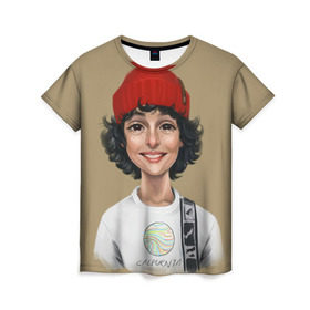 Женская футболка 3D с принтом finn wolfhard в Тюмени, 100% полиэфир ( синтетическое хлопкоподобное полотно) | прямой крой, круглый вырез горловины, длина до линии бедер | finn wolfhard | очень странные дела | финн вулфард