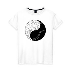 Женская футболка хлопок с принтом Крысы инь-ян в Тюмени, 100% хлопок | прямой крой, круглый вырез горловины, длина до линии бедер, слегка спущенное плечо | 