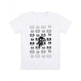 Детская футболка хлопок с принтом FORTNITE X MARSHMELLO в Тюмени, 100% хлопок | круглый вырез горловины, полуприлегающий силуэт, длина до линии бедер | Тематика изображения на принте: fortnite | games | marshmello | игры | фортнайт