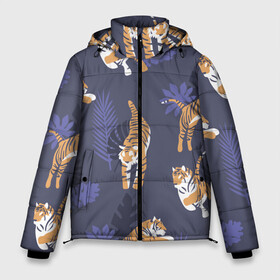 Мужская зимняя куртка 3D с принтом Тигриный прайд в Тюмени, верх — 100% полиэстер; подкладка — 100% полиэстер; утеплитель — 100% полиэстер | длина ниже бедра, свободный силуэт Оверсайз. Есть воротник-стойка, отстегивающийся капюшон и ветрозащитная планка. 

Боковые карманы с листочкой на кнопках и внутренний карман на молнии. | lion | tiger | гепард | дикие кошки | животные | кот | кошки | лев | пантера | тигр | тигры