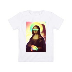 Детская футболка хлопок с принтом Mona Lisa в Тюмени, 100% хлопок | круглый вырез горловины, полуприлегающий силуэт, длина до линии бедер | Тематика изображения на принте: 