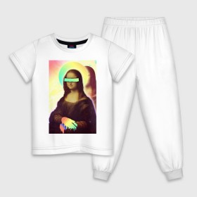Детская пижама хлопок с принтом Mona Lisa в Тюмени, 100% хлопок |  брюки и футболка прямого кроя, без карманов, на брюках мягкая резинка на поясе и по низу штанин
 | Тематика изображения на принте: 