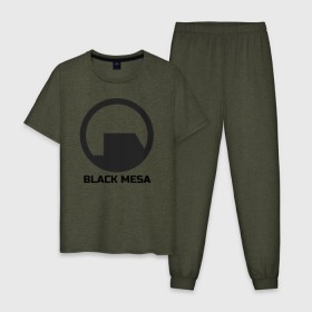 Мужская пижама хлопок с принтом Black Mesa в Тюмени, 100% хлопок | брюки и футболка прямого кроя, без карманов, на брюках мягкая резинка на поясе и по низу штанин
 | Тематика изображения на принте: alyx | black mesa | half life | half life 2 | халф лайф