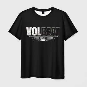 Мужская футболка 3D с принтом Volbeat в Тюмени, 100% полиэфир | прямой крой, круглый вырез горловины, длина до линии бедер | groove metal | hardcore | psychobilly | rebound | replay | rewind | volbeat | волбит