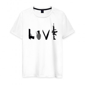 Мужская футболка хлопок с принтом love weapon в Тюмени, 100% хлопок | прямой крой, круглый вырез горловины, длина до линии бедер, слегка спущенное плечо. | love weapon оружие любовь