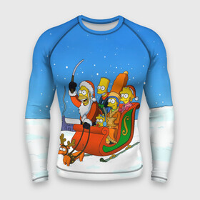 Мужской рашгард 3D с принтом Simpsons New Year в Тюмени,  |  | bart | christmas | family | homer | lisa | maggie | marge | new | santa | simpson | simpsons | snow | thesimpsons | xmas | year | барт | гомер | лиза | мардж | мегги | санта | семья | симпсоны