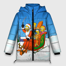 Женская зимняя куртка 3D с принтом Simpsons New Year в Тюмени, верх — 100% полиэстер; подкладка — 100% полиэстер; утеплитель — 100% полиэстер | длина ниже бедра, силуэт Оверсайз. Есть воротник-стойка, отстегивающийся капюшон и ветрозащитная планка. 

Боковые карманы с листочкой на кнопках и внутренний карман на молнии | Тематика изображения на принте: bart | christmas | family | homer | lisa | maggie | marge | new | santa | simpson | simpsons | snow | thesimpsons | xmas | year | барт | гомер | лиза | мардж | мегги | санта | семья | симпсоны