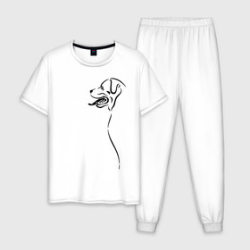 Мужская пижама хлопок с принтом лабрадор в Тюмени, 100% хлопок | брюки и футболка прямого кроя, без карманов, на брюках мягкая резинка на поясе и по низу штанин
 | Тематика изображения на принте: друг | лабрадор | пёс | ретривер | собака