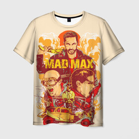 Мужская футболка 3D с принтом Безумный Макс в Тюмени, 100% полиэфир | прямой крой, круглый вырез горловины, длина до линии бедер | Тематика изображения на принте: mad max. боевик | байкер | бандит | постапокалипсис | пустыня