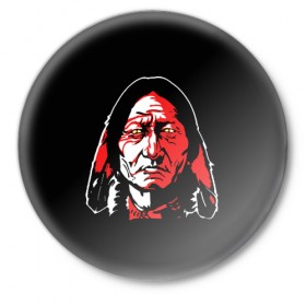Значок с принтом Cherokee в Тюмени,  металл | круглая форма, металлическая застежка в виде булавки | Тематика изображения на принте: cherokee | indian | indians face | индеец | лицо индейца