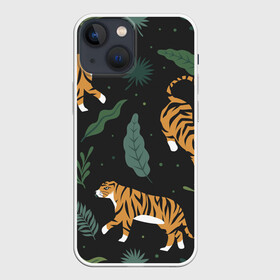 Чехол для iPhone 13 mini с принтом Тропический тигр в Тюмени,  |  | Тематика изображения на принте: tiger | гепард | дикие кошки | животные | кот | кошки | пантера | тигр | тигры