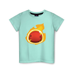 Детская футболка хлопок с принтом Огненный слайм-мини версия в Тюмени, 100% хлопок | круглый вырез горловины, полуприлегающий силуэт, длина до линии бедер | slime rancher