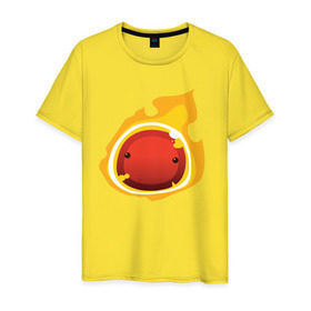 Мужская футболка хлопок с принтом Огненный слайм-мини версия в Тюмени, 100% хлопок | прямой крой, круглый вырез горловины, длина до линии бедер, слегка спущенное плечо. | slime rancher