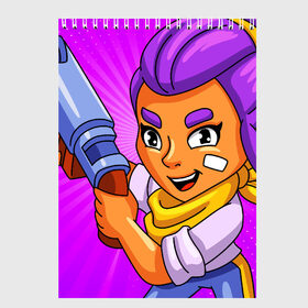 Скетчбук с принтом BRAWL STARS SHELLY в Тюмени, 100% бумага
 | 48 листов, плотность листов — 100 г/м2, плотность картонной обложки — 250 г/м2. Листы скреплены сверху удобной пружинной спиралью | brawl stars | brawl stars shelly | brawler | shelly | бравл старз | бравлер | шелли