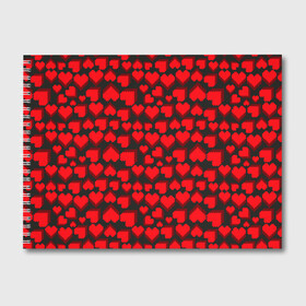 Альбом для рисования с принтом 8-Bit Love в Тюмени, 100% бумага
 | матовая бумага, плотность 200 мг. | Тематика изображения на принте: 8 bit | 8 бит | game | heart | lovely | pattern | любовь | паттерн | романтика | сердечки | сердца | сердце