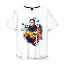 Мужская футболка хлопок Oversize с принтом Elon Mask в Тюмени, 100% хлопок | свободный крой, круглый ворот, “спинка” длиннее передней части | spacex | илон | илонмаск | космос | маск | ракета | тесла