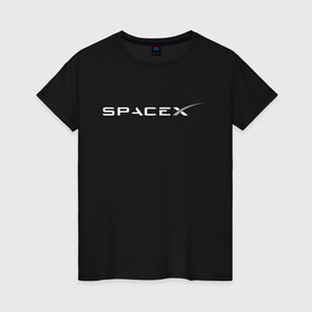 Женская футболка хлопок с принтом SPACEX - ИЛОН МАСК (НА СПИНЕ). в Тюмени, 100% хлопок | прямой крой, круглый вырез горловины, длина до линии бедер, слегка спущенное плечо | elon musk | spacex | американский предприниматель | изобретатель | илон маск | инвестор | инженер