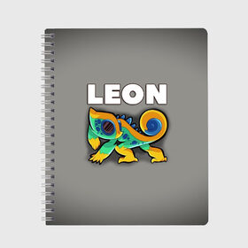 Тетрадь с принтом Leon (Brawl Stars) в Тюмени, 100% бумага | 48 листов, плотность листов — 60 г/м2, плотность картонной обложки — 250 г/м2. Листы скреплены сбоку удобной пружинной спиралью. Уголки страниц и обложки скругленные. Цвет линий — светло-серый
 | brawl stars | crow | game | leon | бравл | бравл стар | бравл старс | ворон | ворона | детская | детям | игра | компьютерная игра | кров | леон | персонаж | развлечение