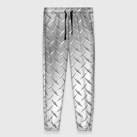 Женские брюки 3D с принтом Рифлёный металл в Тюмени, полиэстер 100% | прямой крой, два кармана без застежек по бокам, с мягкой трикотажной резинкой на поясе и по низу штанин. В поясе для дополнительного комфорта — широкие завязки | металл рифлёный железо блеск текстура