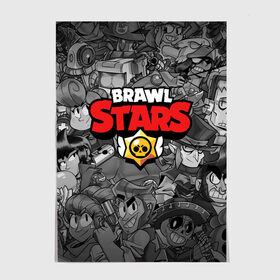 Постер с принтом BRAWL STARS в Тюмени, 100% бумага
 | бумага, плотность 150 мг. Матовая, но за счет высокого коэффициента гладкости имеет небольшой блеск и дает на свету блики, но в отличии от глянцевой бумаги не покрыта лаком | brawl stars | brawl stars все персонажи | bull | colt | crow | leon | leon shark | shark | stars | акула | берли | ворон | динамайк | кольт | леон | леон акула | нита | спайк | шелли | эль примо