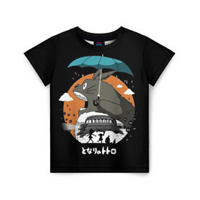 Детская футболка 3D с принтом Тоторо в Тюмени, 100% гипоаллергенный полиэфир | прямой крой, круглый вырез горловины, длина до линии бедер, чуть спущенное плечо, ткань немного тянется | anime | hayao miyazaki | japanese | meme | miyazaki | piano | studio ghibli | tokyo | totoro | гибли | котобус | мой | сосед | сусуватари | тонари | тоторо | хаяо миядзаки