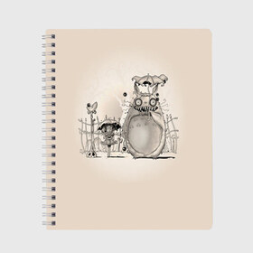 Тетрадь с принтом My Neighbor Totoro в Тюмени, 100% бумага | 48 листов, плотность листов — 60 г/м2, плотность картонной обложки — 250 г/м2. Листы скреплены сбоку удобной пружинной спиралью. Уголки страниц и обложки скругленные. Цвет линий — светло-серый
 | Тематика изображения на принте: anime | hayao miyazaki | japanese | meme | miyazaki | piano | studio ghibli | tokyo | totoro | гибли | котобус | мой | сосед | сусуватари | тонари | тоторо | хаяо миядзаки