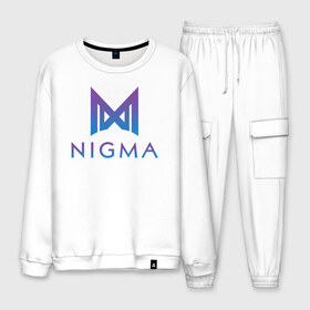 Мужской костюм хлопок с принтом Nigma esports в Тюмени, 100% хлопок | на свитшоте круглая горловина, мягкая резинка по низу. Брюки заужены к низу, на них два вида карманов: два “обычных” по бокам и два объемных, с клапанами, расположенные ниже линии бедра. Брюки с мягкой трикотажной резинкой на поясе и по низу штанин. В поясе для дополнительного комфорта — широкие завязки | gh | kuroky | mind_control | miracle | nigma | w33 | виха | гх | джиейч | дота | дота 2 | игра | интернешнл | киберспорт | куро | майнд контрол | миракл | нигма