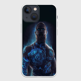 Чехол для iPhone 13 mini с принтом Baldur (God of War) в Тюмени,  |  | baldur | god | kratos | tattoo | war | бог | война | дым | кратос | мифология | наколка | партак | свечение | скандинавская | татуировки | татуха