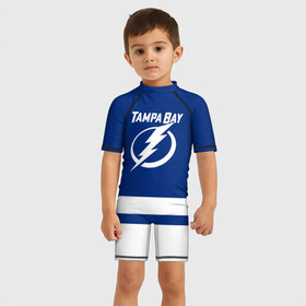 Детский купальный костюм 3D с принтом Тампа-Бэй Лайтнинг НХЛ в Тюмени, Полиэстер 85%, Спандекс 15% | застежка на молнии на спине | hockey | lightning | nhl | tampa bay | tampa bay lightning | usa | лайтнинг | нхл | спорт | сша | тампа бэй | тампа бэй лайтнинг | хоккей | шайба