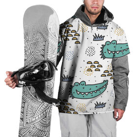 Накидка на куртку 3D с принтом Милый крокодил в Тюмени, 100% полиэстер |  | аллигатор | для детей | животные | крокодил
