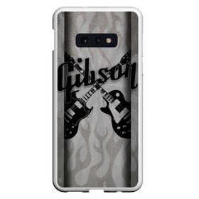 Чехол для Samsung S10E с принтом Gibson в Тюмени, Силикон | Область печати: задняя сторона чехла, без боковых панелей | custom guitar | gibson | gibson usa | grover | guitar | hard rock | les paul | lespol | metal | punk | rock | sg | sg300 | sg400 | гибсон | гитара | гитары | лес пол | леспаул | леспол | панк | рок | хард рок | хардрок