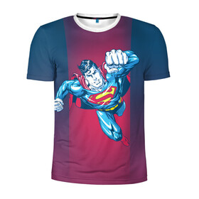 Мужская футболка 3D спортивная с принтом Superman в Тюмени, 100% полиэстер с улучшенными характеристиками | приталенный силуэт, круглая горловина, широкие плечи, сужается к линии бедра | clark kent | dc comics | justice league | shtatjl | superhero | superman | лига справедливости | супермен