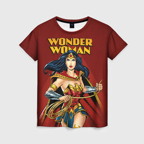 Женская футболка 3D с принтом Wonder Woman в Тюмени, 100% полиэфир ( синтетическое хлопкоподобное полотно) | прямой крой, круглый вырез горловины, длина до линии бедер | dc comics | justice league | shtatjl | superhero | wonder woman | лига справедливости | чудо женщина