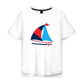 Мужская футболка хлопок Oversize с принтом Парусник в Тюмени, 100% хлопок | свободный крой, круглый ворот, “спинка” длиннее передней части | корабль | парусник | рисунок