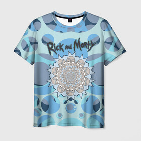 Мужская футболка 3D с принтом Rick and Morty в Тюмени, 100% полиэфир | прямой крой, круглый вырез горловины, длина до линии бедер | Тематика изображения на принте: kaleidoscope | rick and morty | vdpartat | рик и морти