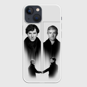 Чехол для iPhone 13 mini с принтом Sherlock в Тюмени,  |  | Тематика изображения на принте: 221b | bbc | benedict cumberbatch | john watson | mark gatiss | martin freeman | sherlock holmes | steven moffat | бейкер | джон ватсон | мориарти | стрит | шерлок