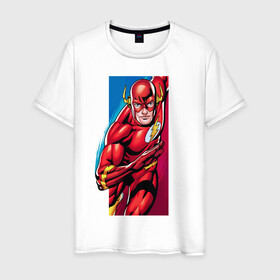 Мужская футболка хлопок с принтом Flash, Justice League в Тюмени, 100% хлопок | прямой крой, круглый вырез горловины, длина до линии бедер, слегка спущенное плечо. | dc comics | flash | justice league | superhero | лига справедливости | флэш