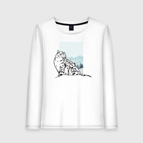 Женский лонгслив хлопок с принтом Снежный Леопард в Тюмени, 100% хлопок |  | leopard | snow | winter | зима | леопард | снег | снежный