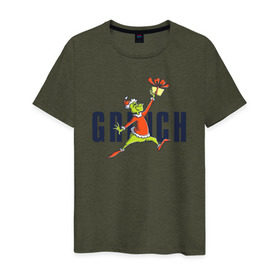 Мужская футболка хлопок с принтом Гринч в Тюмени, 100% хлопок | прямой крой, круглый вырез горловины, длина до линии бедер, слегка спущенное плечо. | 