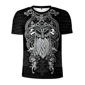 Мужская футболка 3D спортивная с принтом Viking в Тюмени, 100% полиэстер с улучшенными характеристиками | приталенный силуэт, круглая горловина, широкие плечи, сужается к линии бедра | good | viking | vikings | бог | викинг | викинги | воин | кельтское | один | плетение | русь | скандинавы | славяне | язычник