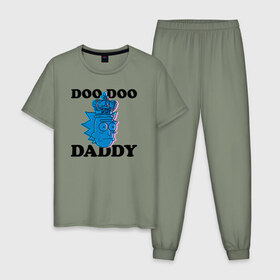 Мужская пижама хлопок с принтом DOO DOO DADDY в Тюмени, 100% хлопок | брюки и футболка прямого кроя, без карманов, на брюках мягкая резинка на поясе и по низу штанин
 | 4сезон | rick and morty | мультсериал | рик и морти