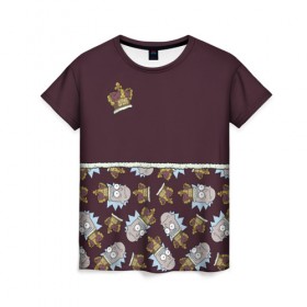 Женская футболка 3D с принтом King of S#!T в Тюмени, 100% полиэфир ( синтетическое хлопкоподобное полотно) | прямой крой, круглый вырез горловины, длина до линии бедер | 4сезон | rick and morty | мультсериал | рик и морти