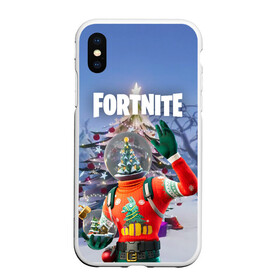 Чехол для iPhone XS Max матовый с принтом Fortnite Новогодний в Тюмени, Силикон | Область печати: задняя сторона чехла, без боковых панелей | christmas | epic games | fortnite | игры | новый год | рождество | фортнайт