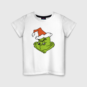 Детская футболка хлопок с принтом Гринч в Тюмени, 100% хлопок | круглый вырез горловины, полуприлегающий силуэт, длина до линии бедер | Тематика изображения на принте: 2020 | гринч | гринч мультфильм | нг | новый год | фильм рождество гринч