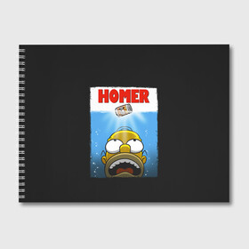 Альбом для рисования с принтом Homer в Тюмени, 100% бумага
 | матовая бумага, плотность 200 мг. | bart | beer | family | homer | jaws | lisa | maggie | marge | shark | simpson | simpsons | thesimpsons | акула | барт | гомер | лиза | мардж | мегги | семья | симпсоны | челюсти