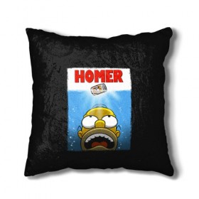 Подушка 3D с принтом Homer в Тюмени, наволочка – 100% полиэстер, наполнитель – холлофайбер (легкий наполнитель, не вызывает аллергию). | состоит из подушки и наволочки. Наволочка на молнии, легко снимается для стирки | bart | beer | family | homer | jaws | lisa | maggie | marge | shark | simpson | simpsons | thesimpsons | акула | барт | гомер | лиза | мардж | мегги | семья | симпсоны | челюсти