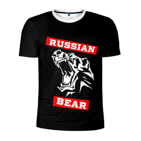 Мужская футболка 3D спортивная с принтом RUSSIAN BEAR - WILD POWER в Тюмени, 100% полиэстер с улучшенными характеристиками | приталенный силуэт, круглая горловина, широкие плечи, сужается к линии бедра | powerlifting | weight lifting | wild power | армрестлинг | пауэрлифтинг | россия | русский медведь | сила | спорт | тяжелая атлетика